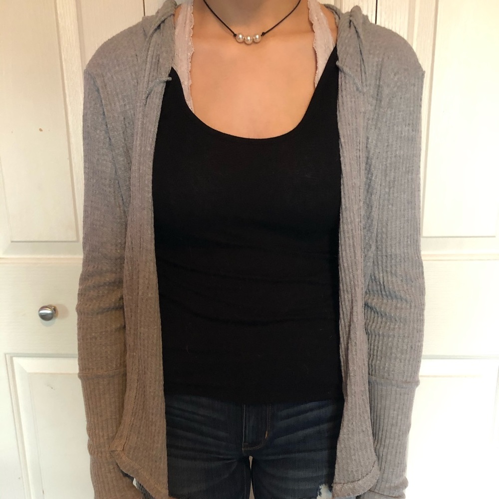 Paper Crane gray hooded cardigan